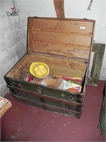 Old Trunk & Contents; Old Picture Frame
