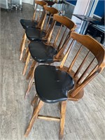 4 solid wood vinyl seat vintage barstools