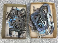 Two boxes of assorted C-Clamps