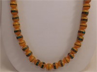 BONE CARVED AFRICAN TRADE BEADS INLAID WITH TURQUO