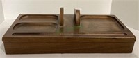 Wooden dresser box with lift off lid and divided