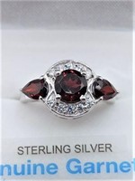 STERLING SILVER GENUINE GARNET (1.93CTS) & CZ