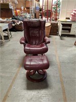 Leather reclining chair and ottoman