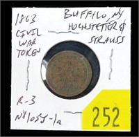 1863 Civil War token, Buffalo NY, Rarity 3