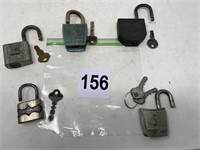 5 old locks with keys