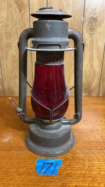 No 2 Cold Blast  C.I. Ham MFG lantern with - red