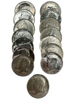 (15) 1964, $7.50 face, Silver Kennedy half dollars