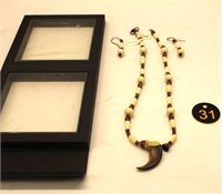 Bear Claw and Bone Necklace and Earrings