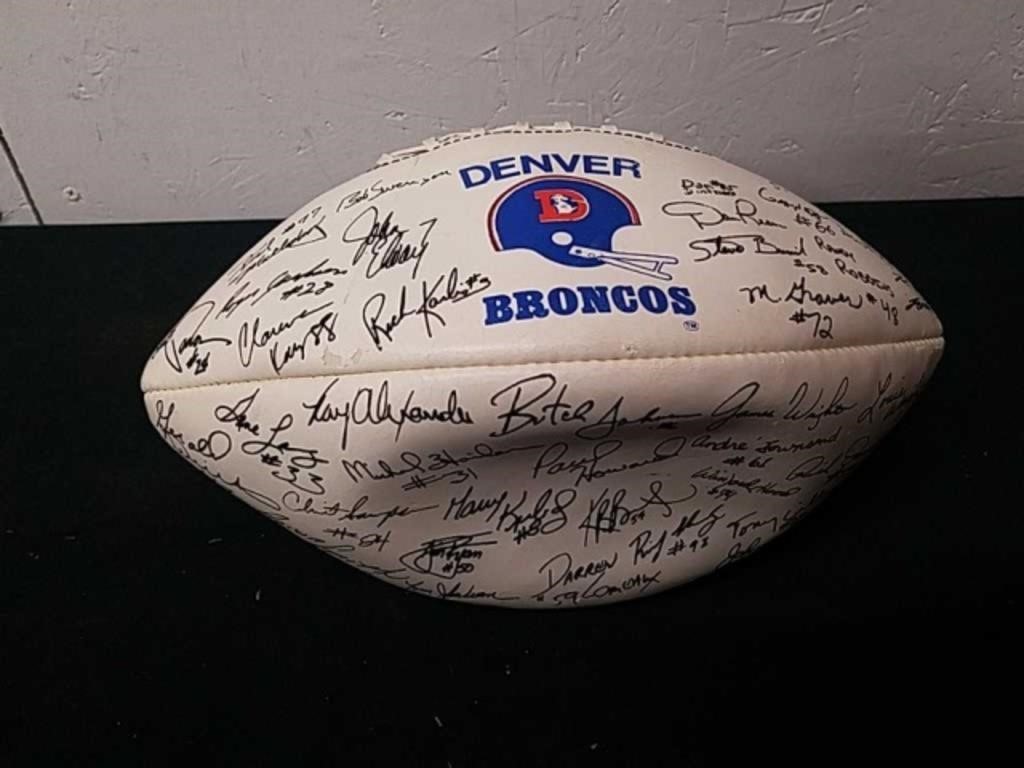 Autographed Denver Broncos football needs some