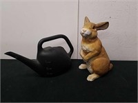 48 oz plastic watering can and Bunny yard decor