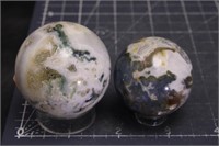 2, Moss Agate Sphere, 8oz, 48mm, 40mm
