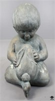 Child with Rabbit Pottery Figurine