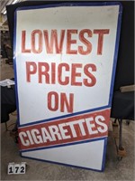 Metal Sign "Lowest Prices on Cigarettes"