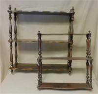 Walnut Hanging Curio Shelves.