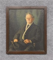 Oil on Canvas Portrait of a Gentleman with Cigar