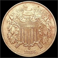 1866 Two Cent Piece CHOICE AU