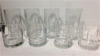 Lot of 8 glasses, 4 water glasses and 4 rocks