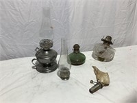 Vtg oil lantern and pieces
