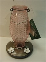 Glass Pink Bird Feeder