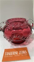 Cranberry Art Glass Dish