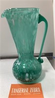 Green Splatter Blown Art Glass Pitcher