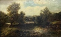 Lg. River Landscape Painting, Unsigned.