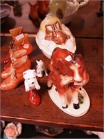Group of china figurines: horses, rabbit