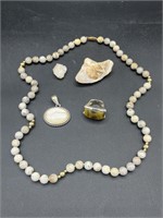 Amber Ring, Agate Beaded Necklace, & More