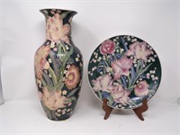 Oriental Floral Vase & Plate