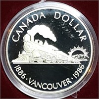 1986 Canada Proof Silver Dollar MIB Train