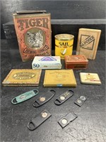 LARGE LOT OF TOBACCO TINS AND ADVERTISING