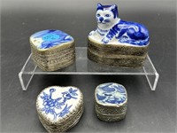 SET OF 4 HAND CRAFTED TRINKET BOXES MADE OF