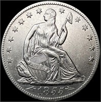 1855-O Arws Seated Liberty Half Dollar