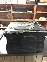 LOT W/STEREO EQUIPMENT + TURNTABLE