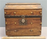 Antique Wood & Iron Bound Doll Chest