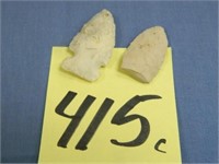 (2) 2" Indian Artifact Arrowheads -