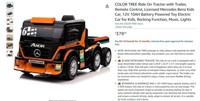 E10063 Kids Ride On Tractor with Trailer, 12V