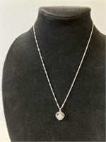 20" necklace w/fire opal .925 pendant