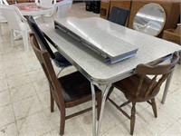 KITCHEN TABLE WITH MISC CHAIRS