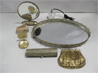 Assorted Vtg Brass Vanity Items See Info