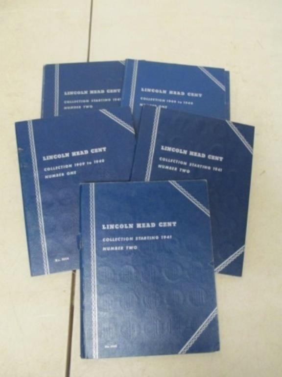 Lot of 5 Vintage Lincoln Cent Books w/ 175 Wheat