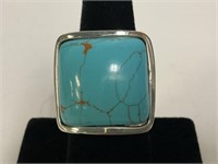 Sterling Silver Turquoise Ring 17.7gr TW Sz 7