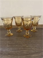 4 Fostoria amber glass "Jamestown “ wine glasses