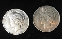(2) 1922-P Peace Silver Dollars