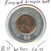 Encased Lincoln Cent - Bill Wilson Coins