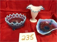 Blue 6" Handled Candy Dish; 6" footed Dish