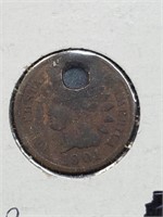 1901 Indian Head Penny with Hole
