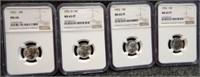 (4) NGC Graded Roosevelt Silver Dimes - Coins
