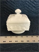 Incredible Milk Glass Candy Dish Embossed Grapes