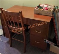 Vintage desk with chair one side drop leaf